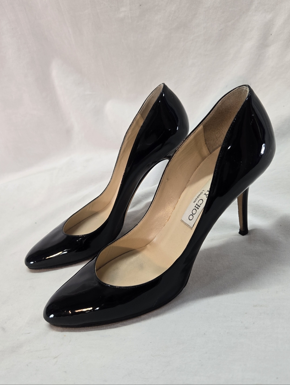 Jimmy Choo Women's Size 39.5 Black Patent Leather 3.5" Pump Heels